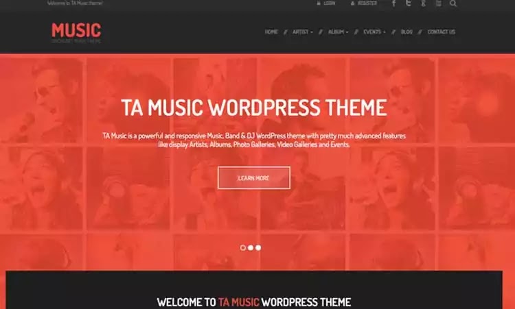 TA Music free music band wordpress theme