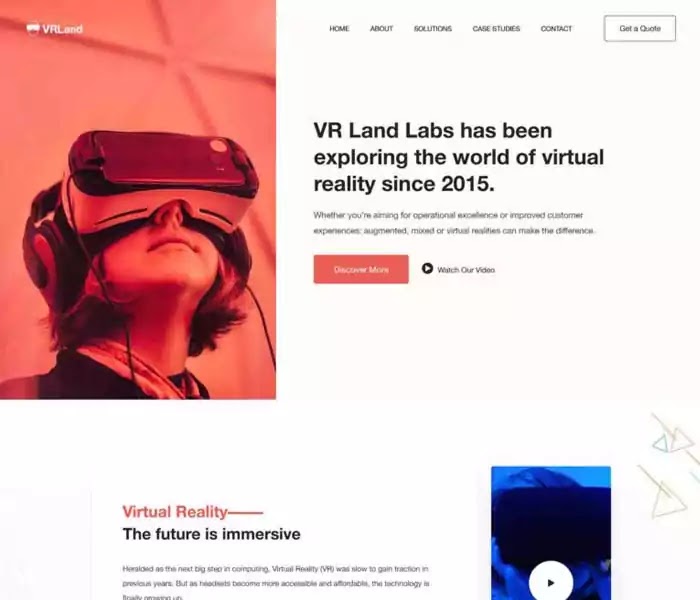 VRLanding software company template