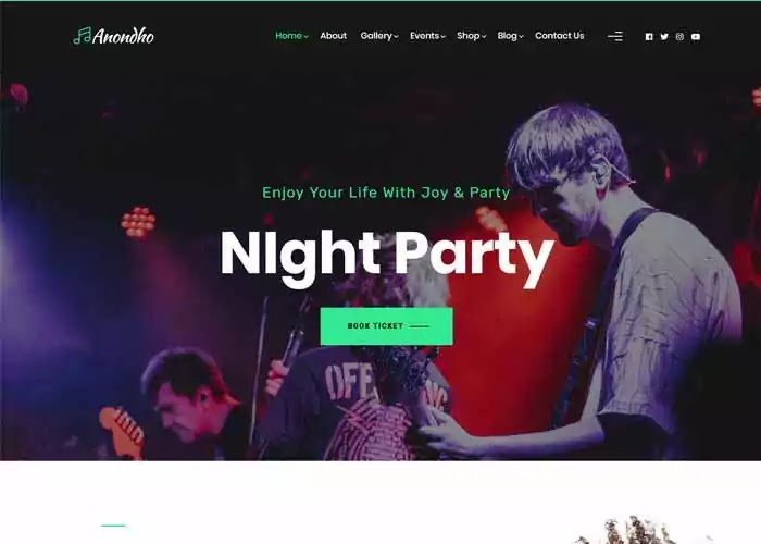 Anondho Night Club WordPress Theme