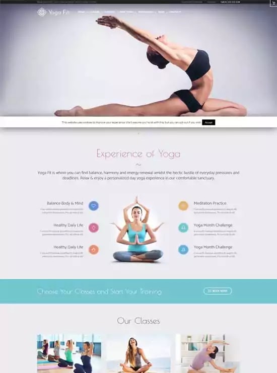 Yoga Fit best fitness WordPress theme