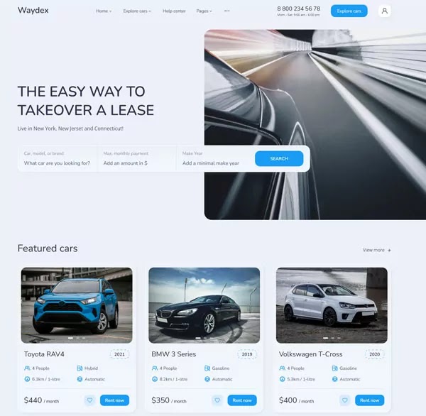 Waydex Car rental HTML Template