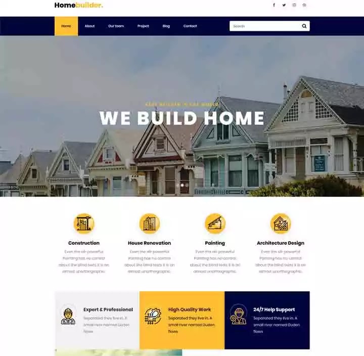 Homebuilder free industrial website template