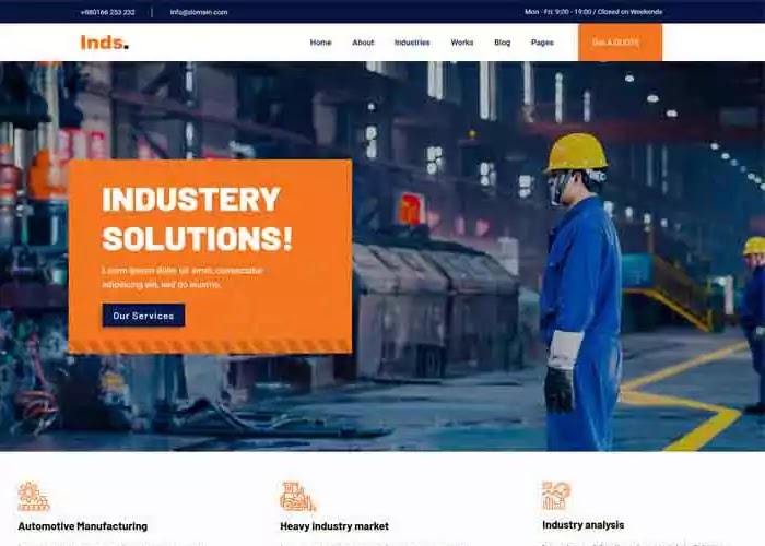 Inds free industrial website template