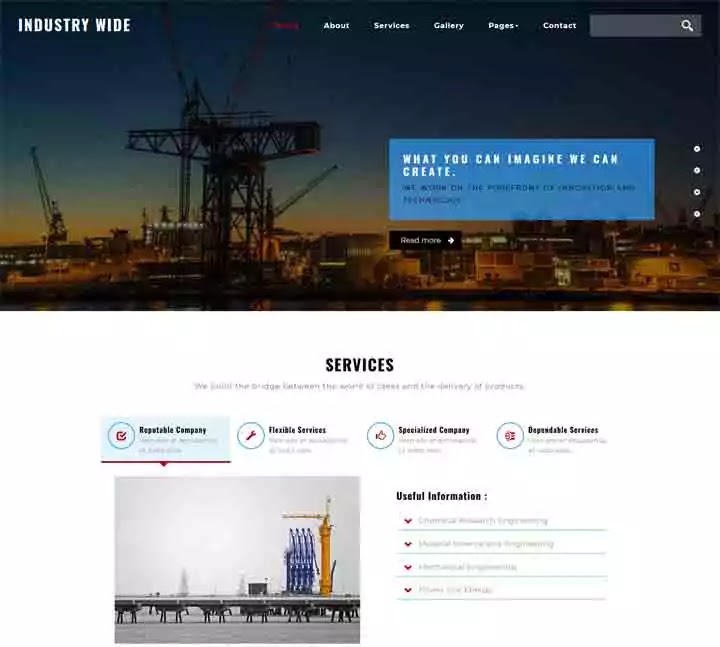 Industry Wide free industrial website template