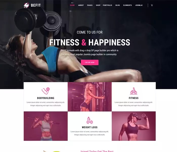 BeFit fitness Joomla template