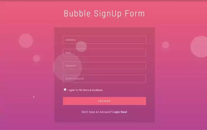 Bubble Signup Form 