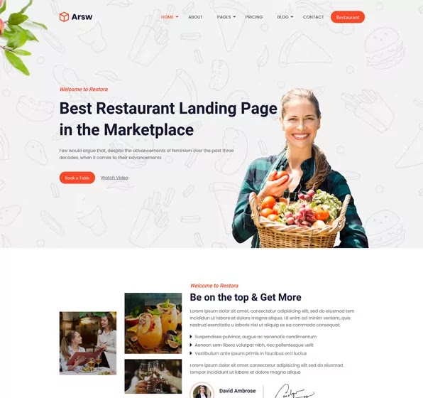 Arsw restaurant HTML template