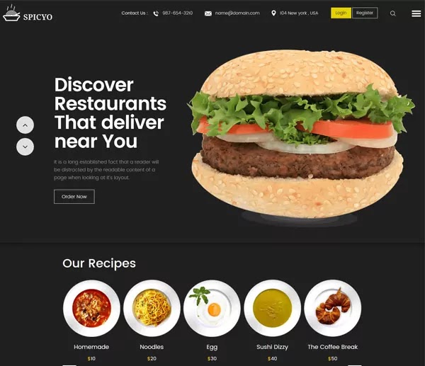 Spicyo free Restaurant HTML Templates