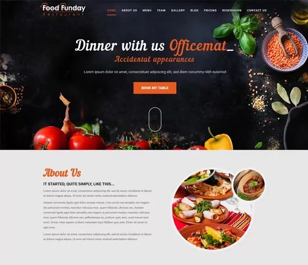 Foot Funday free restaurant HTML templates