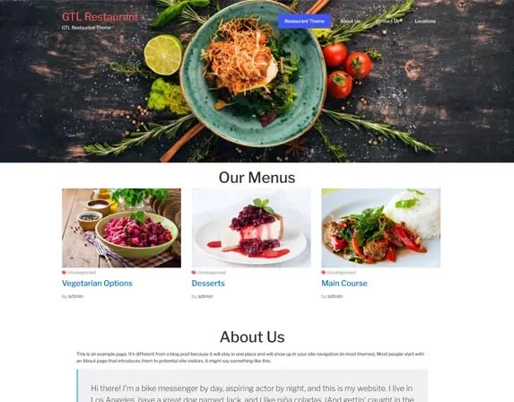 Elemento free restaurant WordPress theme