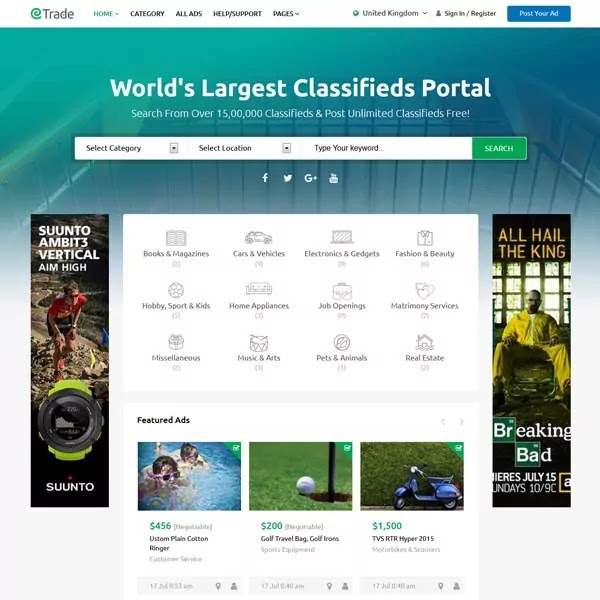 Trade Classified Ads WordPress Theme