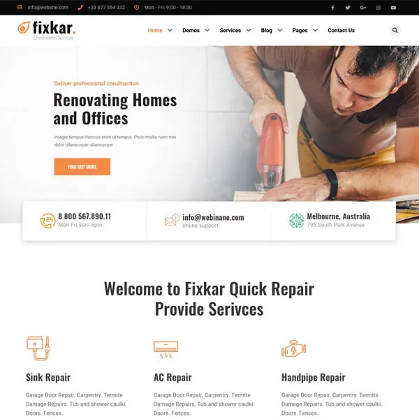 FixKar mobile repair services wordpress theme