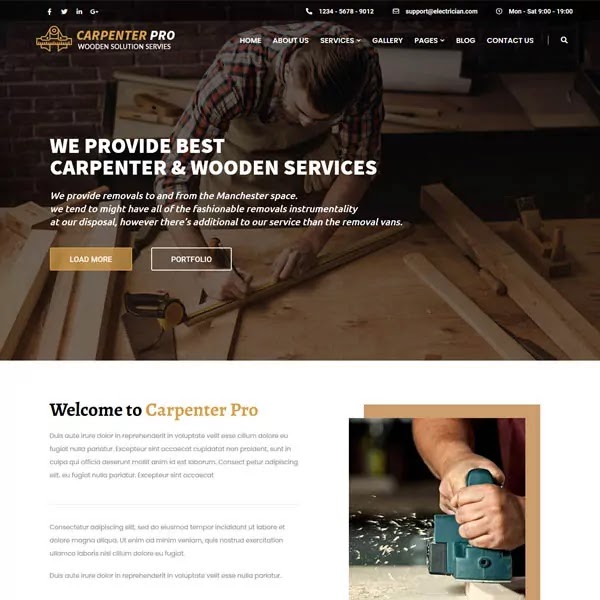 Carpenter Service WordPress Theme