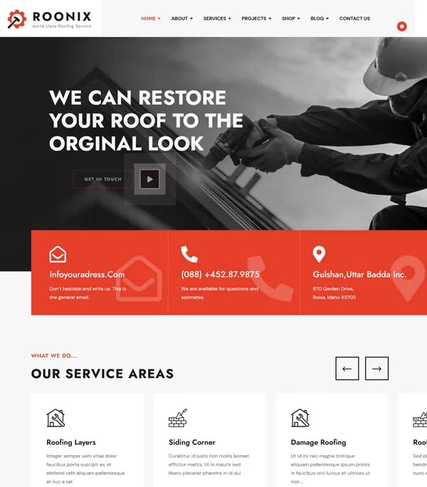 Roonix Roofing Service WordPress Theme