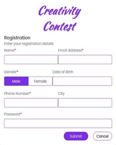 Fancy registration form