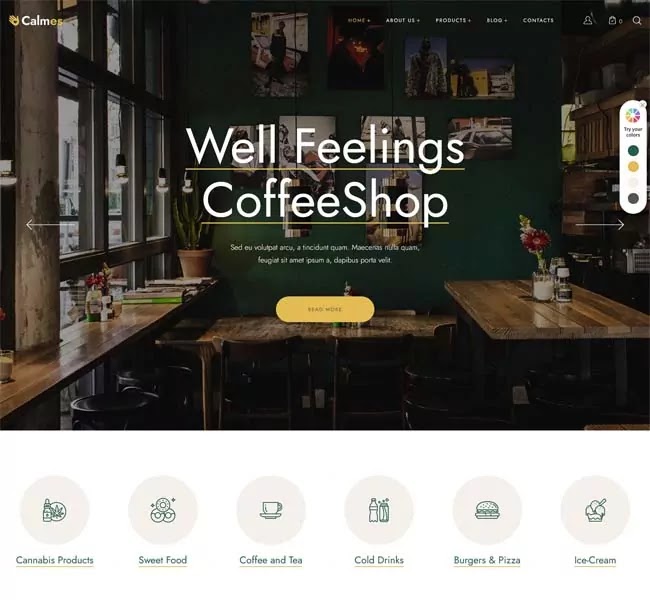 Calmes coffee shop WordPress Themes