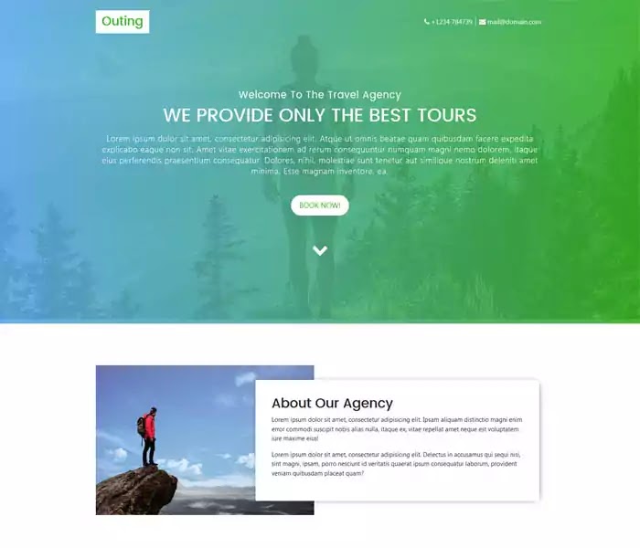 Outing free travel website template