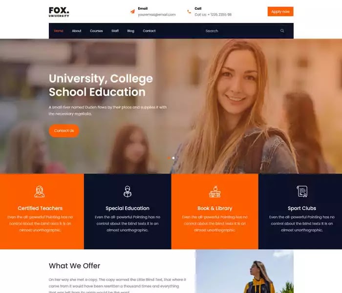 free education html template