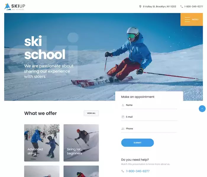 SkiUp sports club website template