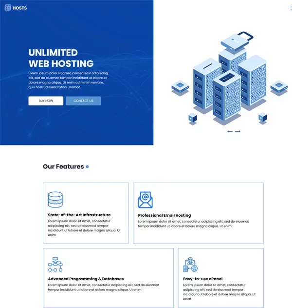 Hosts free web hosting website template