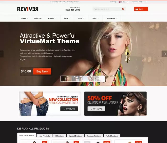 Reviver fashion shop Virtuemart theme