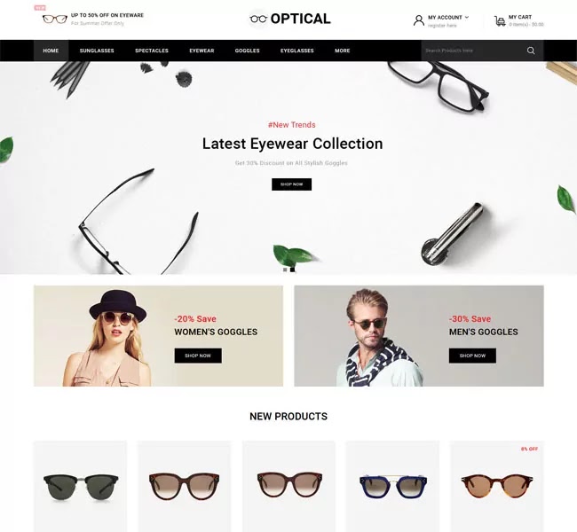 Eye Glasses Store OpenCart Template