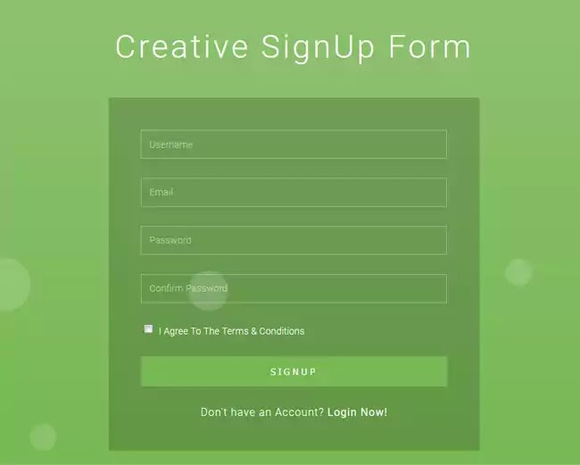 Signup Form html template