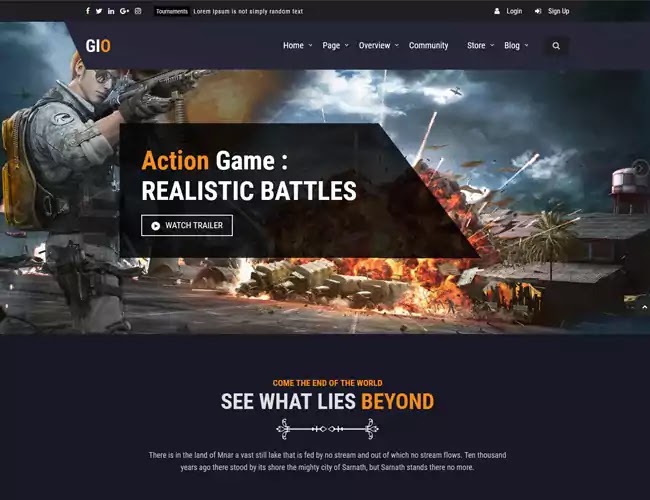 GIO bootstrap gaming template