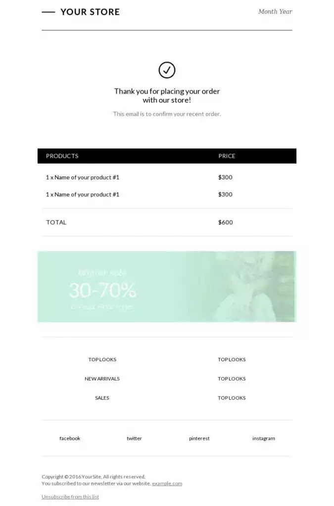 Light Invoice free email template 