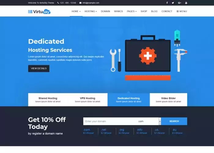 VirtuSky web hosting theme
