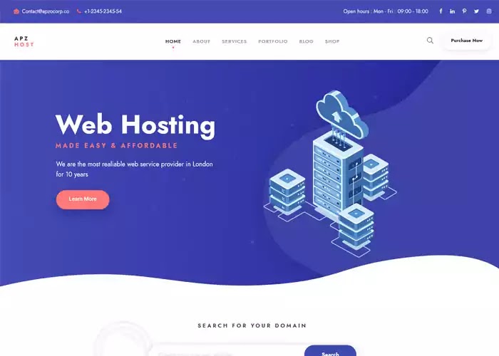 Apzo web hosting theme