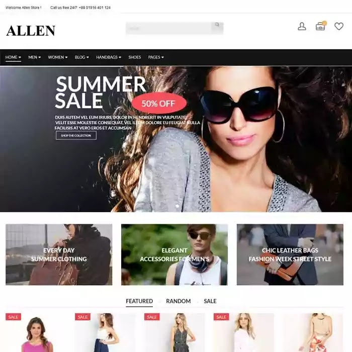 Allen drupal ecommerce theme